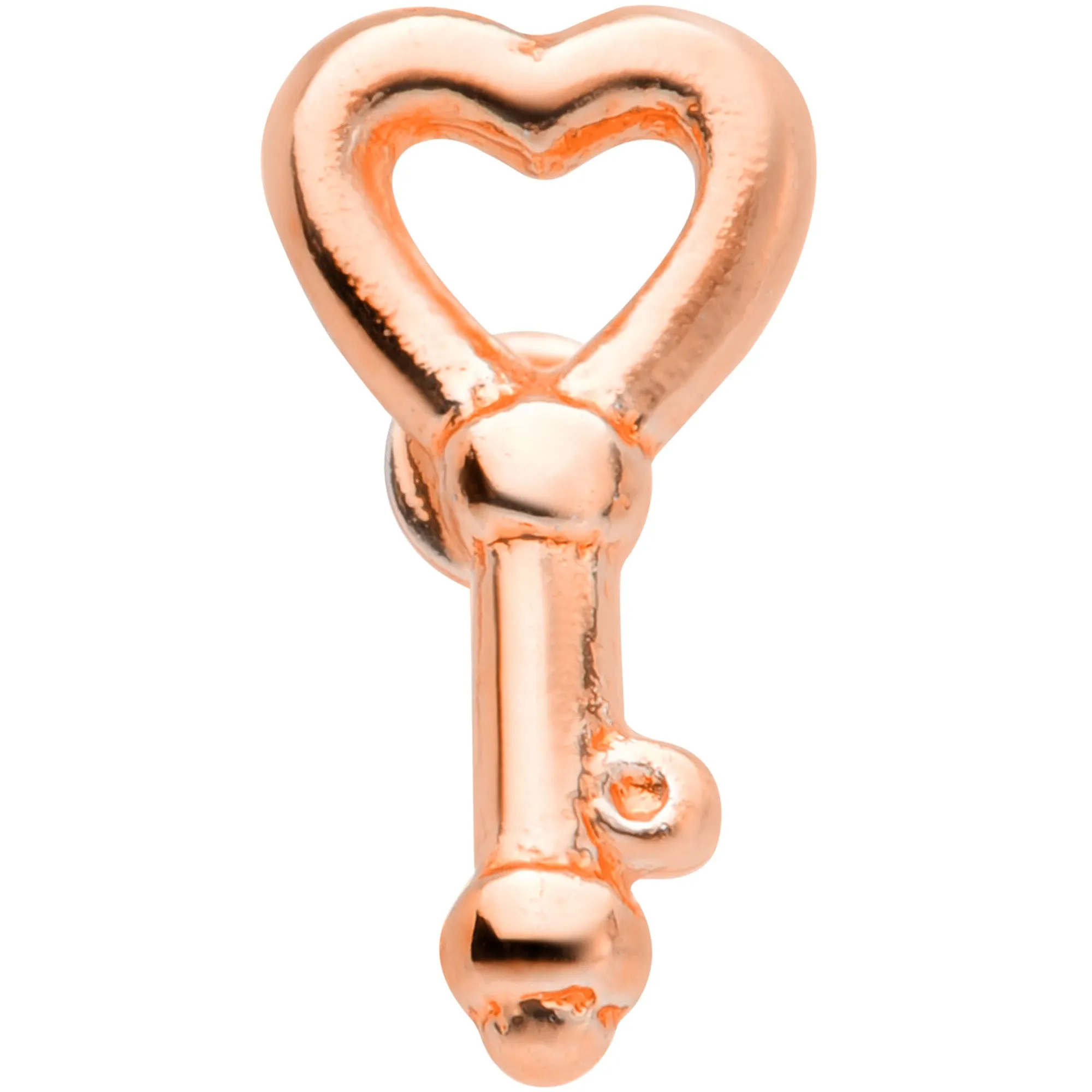 20 Gauge 5/16 Rose Gold Tone Key to Your Heart L Shaped Nose Ring