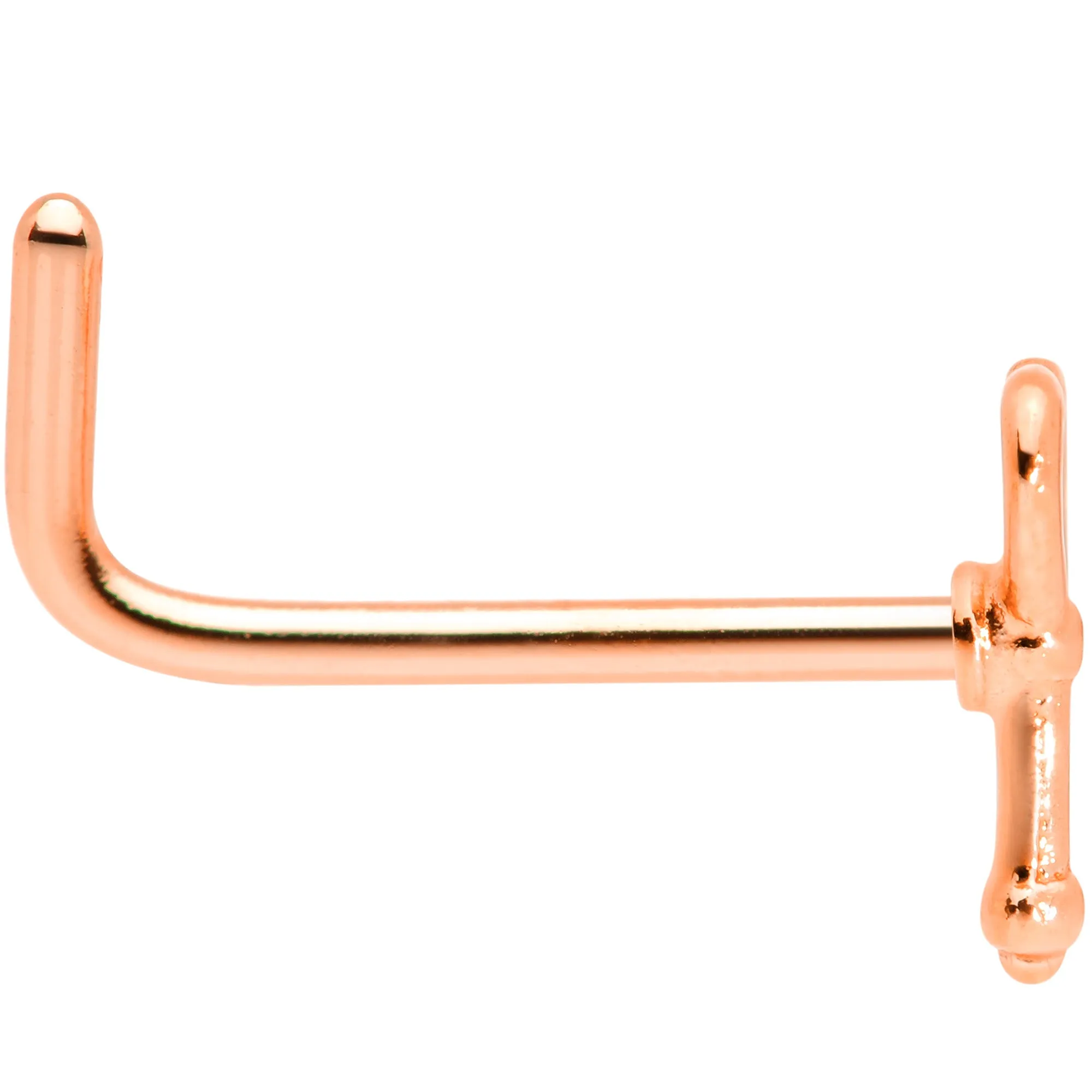 20 Gauge 5/16 Rose Gold Tone Key to Your Heart L Shaped Nose Ring