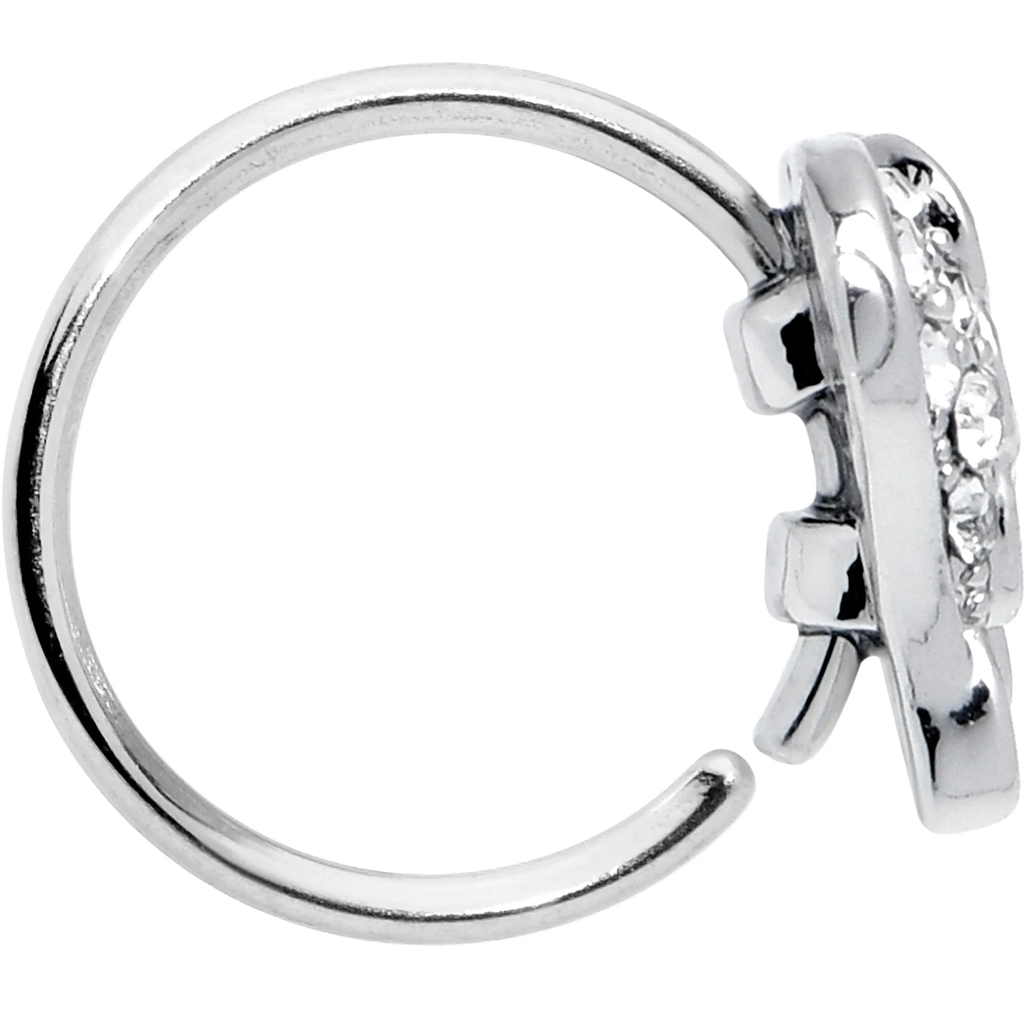 20 Gauge 5/16 White Heavenly Heart Angel Wing Nose Hoop