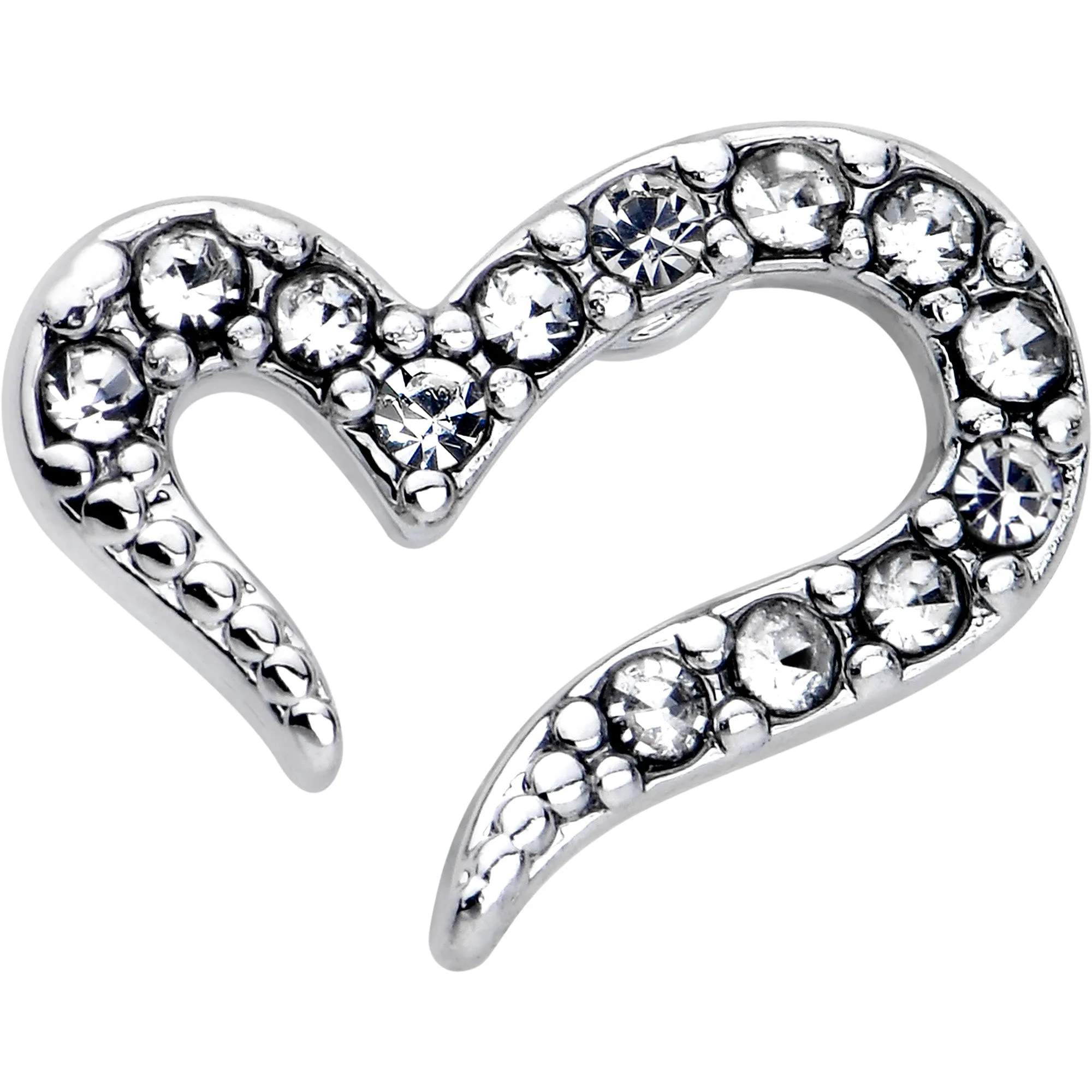 20 Gauge 7mm Clear Gem Stylized Heart L Shape Nose Ring