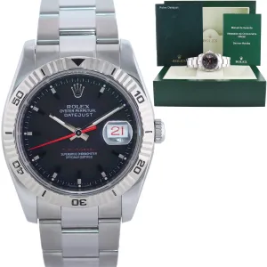 2008 MINT Rolex DateJust Turn-O-Graph 116264 Steel Black White Gold Fluted Watch