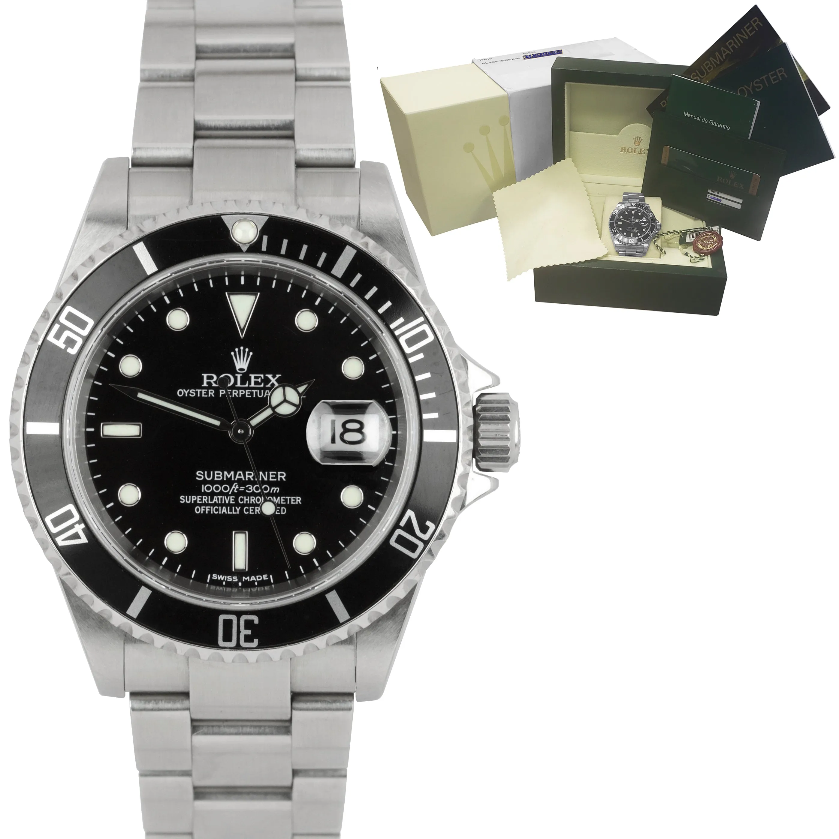 2008 UNPOLISHED Rolex Submariner Date Stainless Steel 40mm Watch 16610 FULL B P