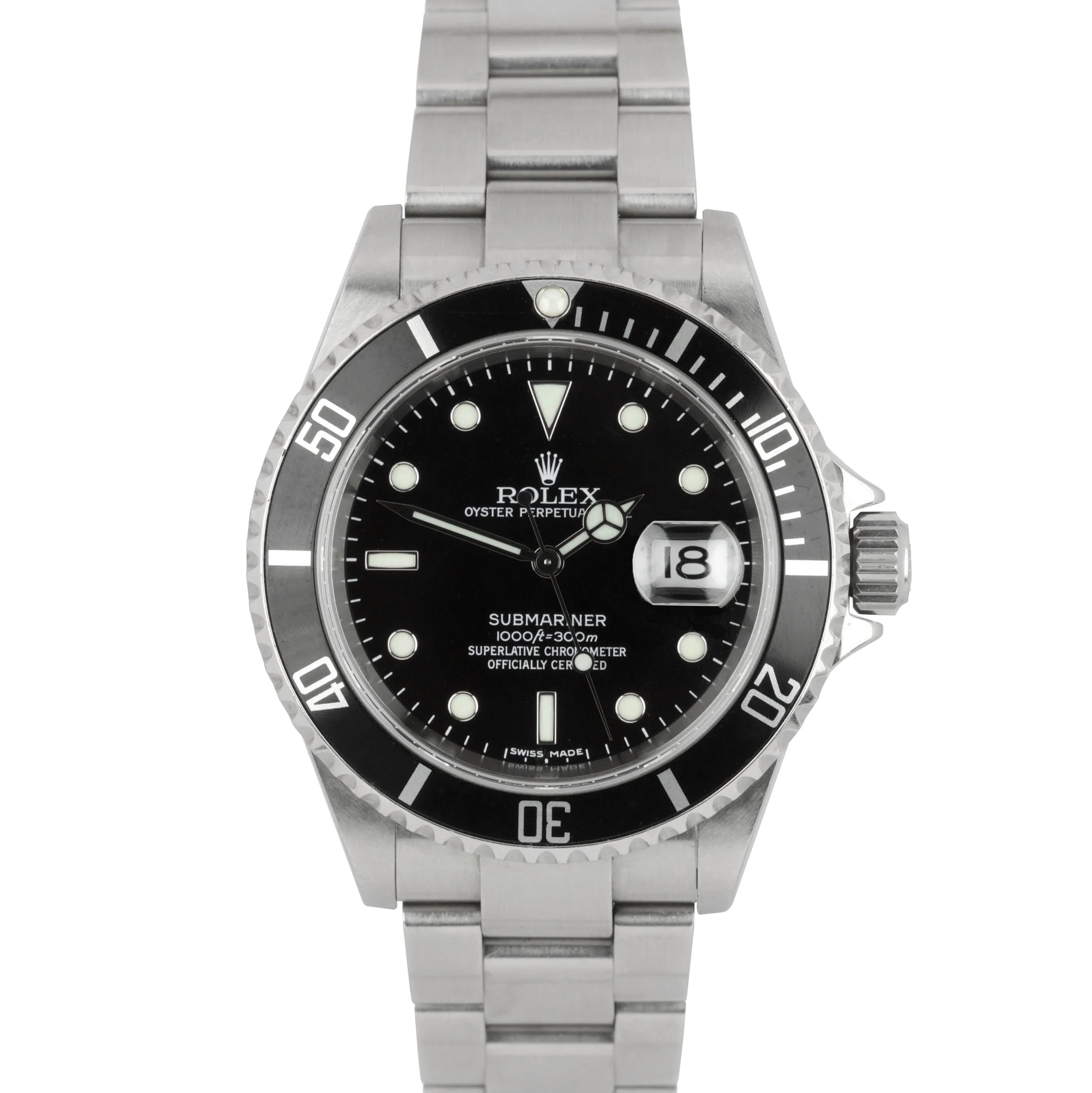 2008 UNPOLISHED Rolex Submariner Date Stainless Steel 40mm Watch 16610 FULL B P