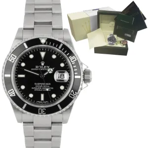 2008 UNPOLISHED Rolex Submariner Date Stainless Steel 40mm Watch 16610 FULL B P