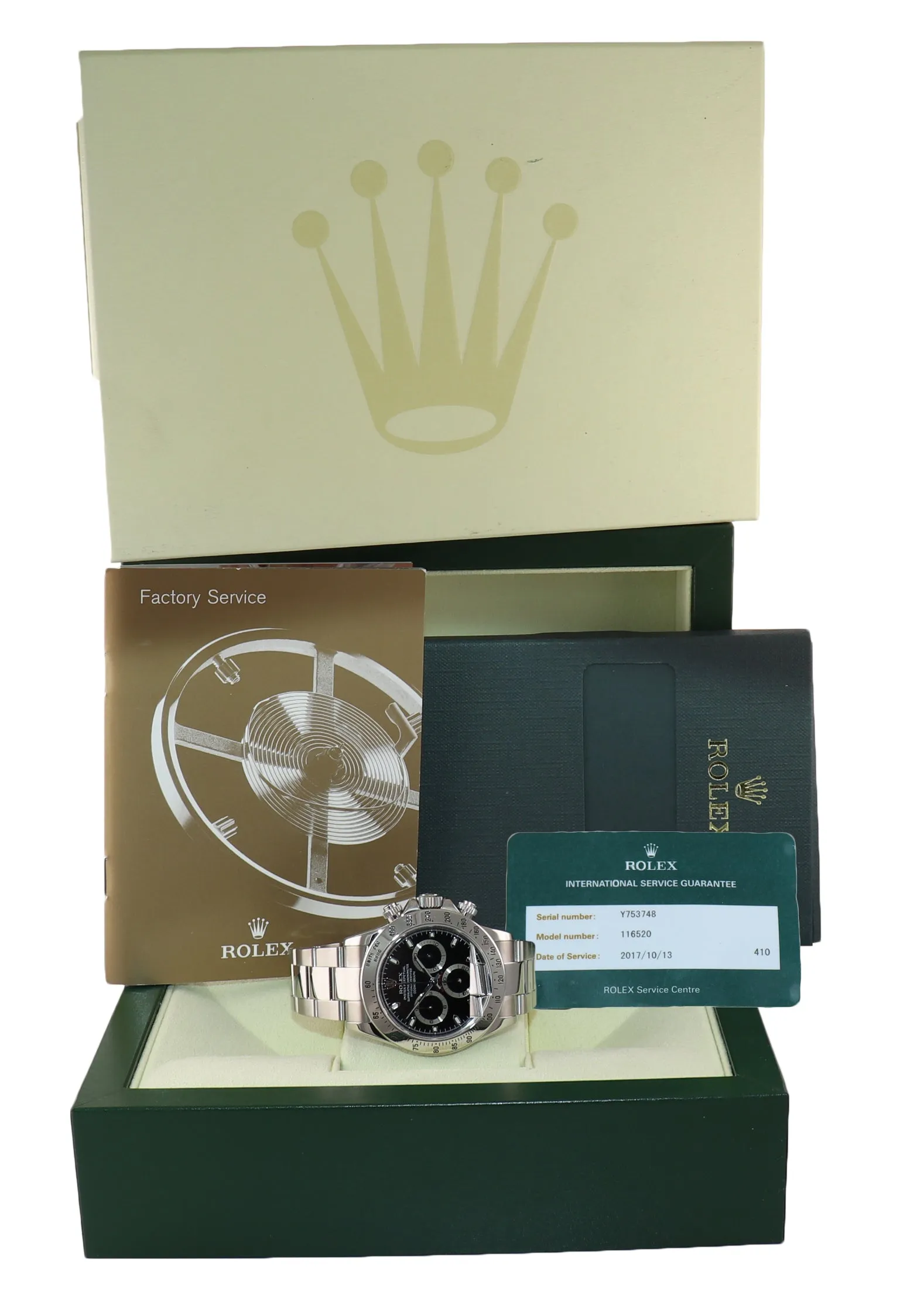 2013 RSC PAPERS Rolex Daytona 116520 Black Chrono Steel Watch Box DISCONTINUED