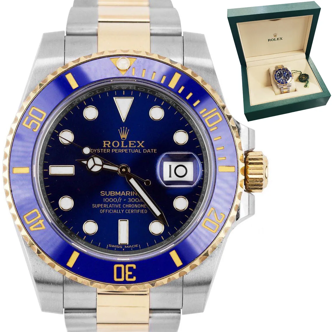 2018 MINT Rolex Submariner Ceramic 116613 LB 18K Two-Tone Gold Blue Dive Watch