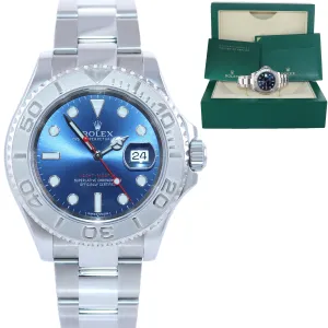 2018 Rolex Yacht-Master 116622 Steel Platinum Blue 40mm Watch Box