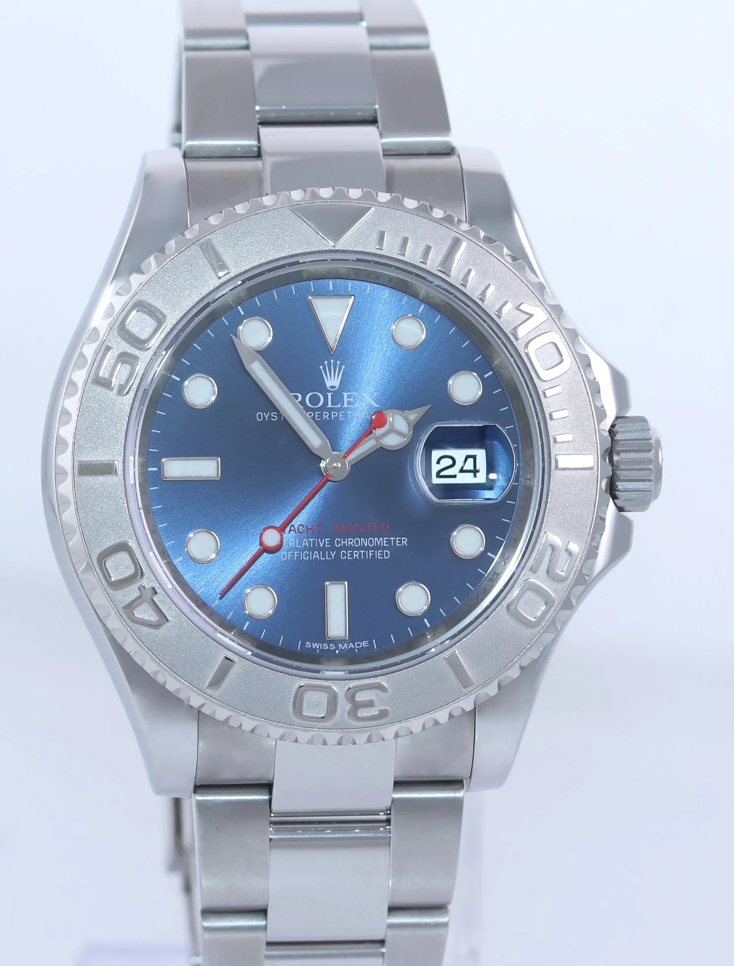 2018 Rolex Yacht-Master 116622 Steel Platinum Blue 40mm Watch Box