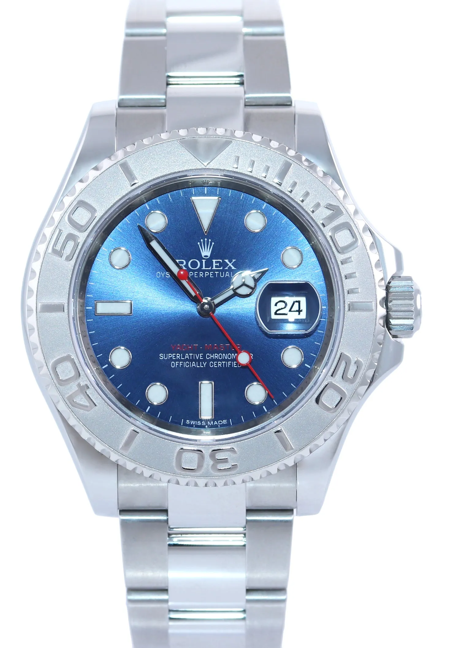 2018 Rolex Yacht-Master 116622 Steel Platinum Blue 40mm Watch Box