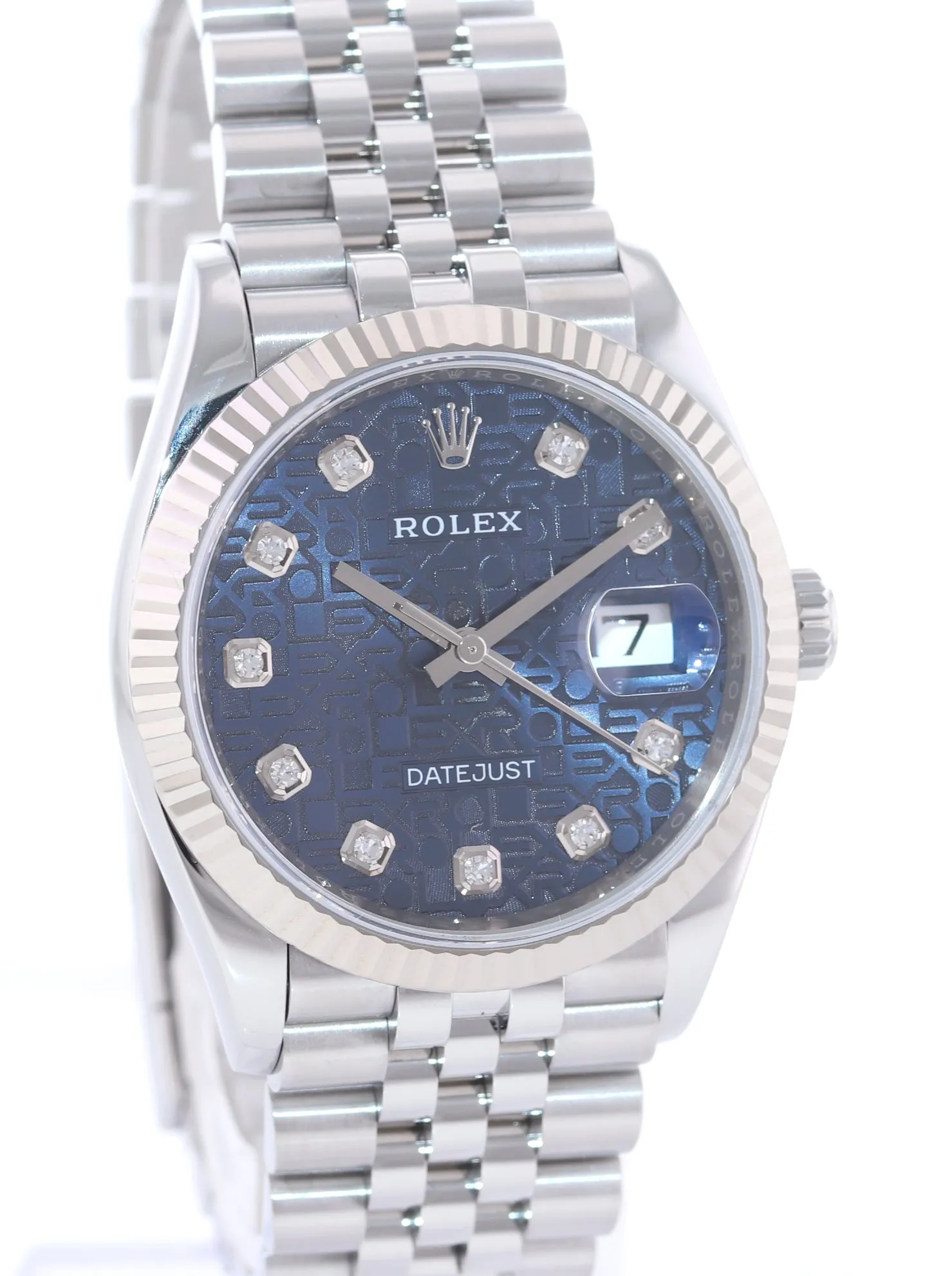 2019 PAPERS Rolex DateJust Blue Jubilee Diamond 126234 Steel White Gold Watch