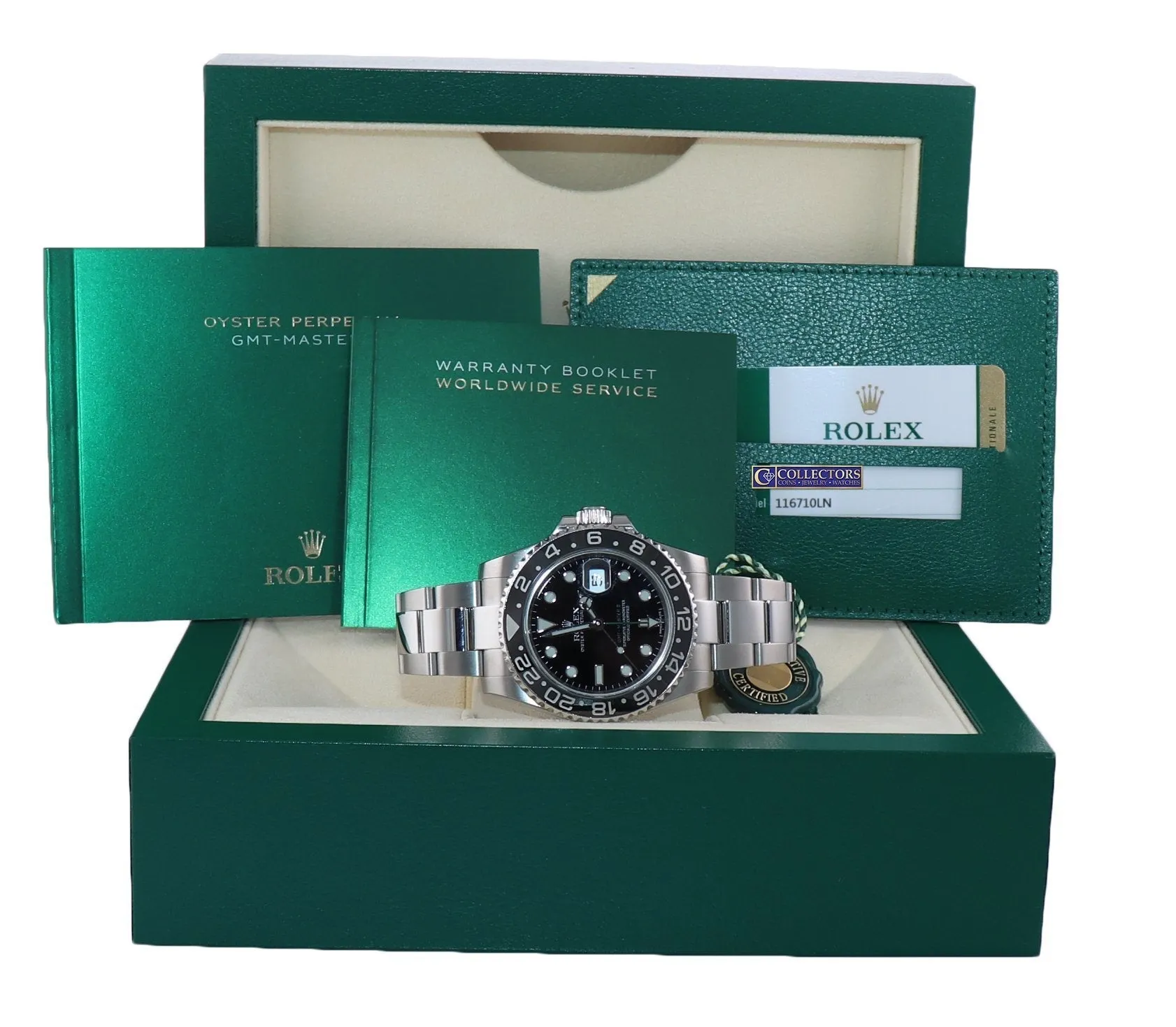 2019 PAPERS Rolex GMT Master 116710 Steel Ceramic 40mm Black Watch Box