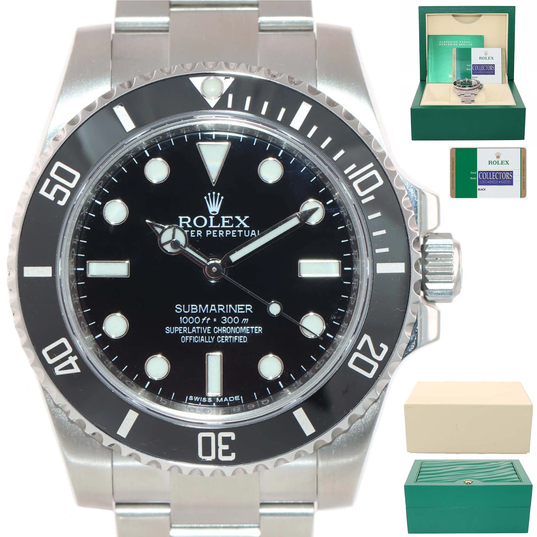 2019 PAPERS Rolex Submariner No-Date 114060 Steel Black Ceramic Watch Box