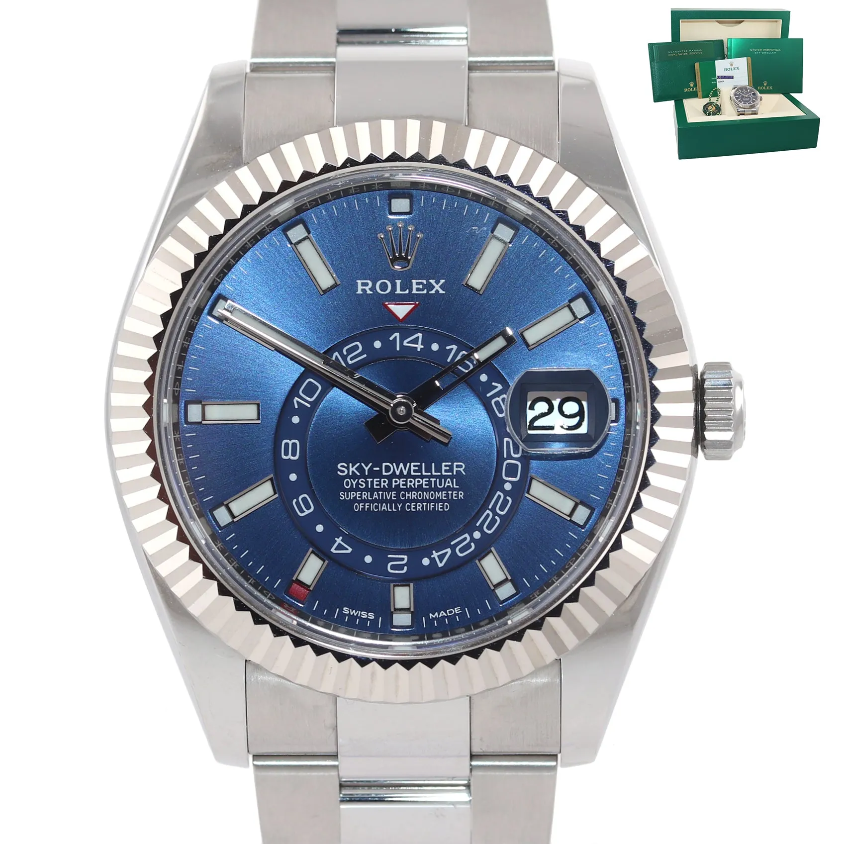 2020 BRAND NEW PAPERS Rolex Blue Sky-Dweller White Gold 42mm 326934 Watch Box