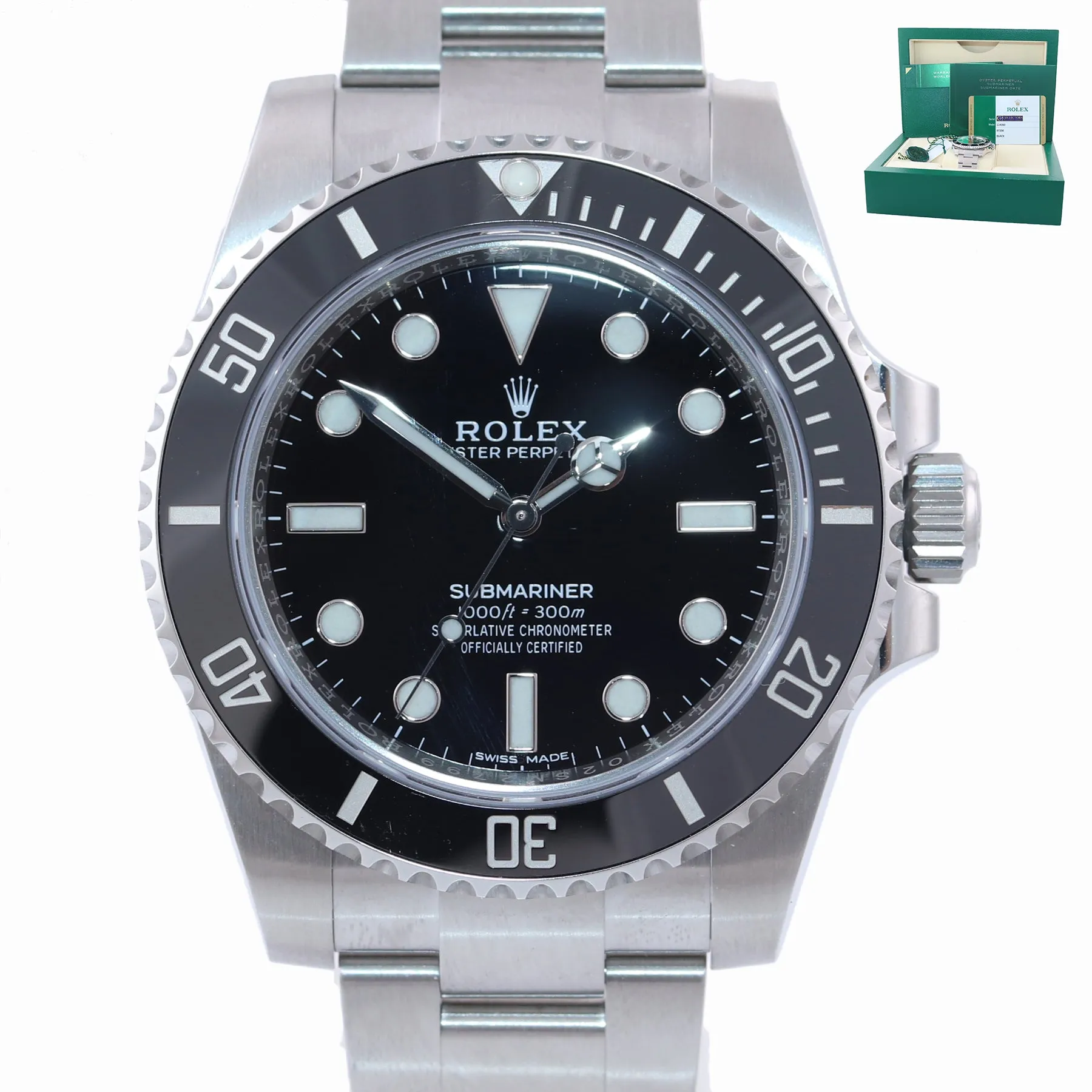 2020 BRAND NEW PAPERS Rolex Submariner No Date 114060 Steel Black Ceramic Watch