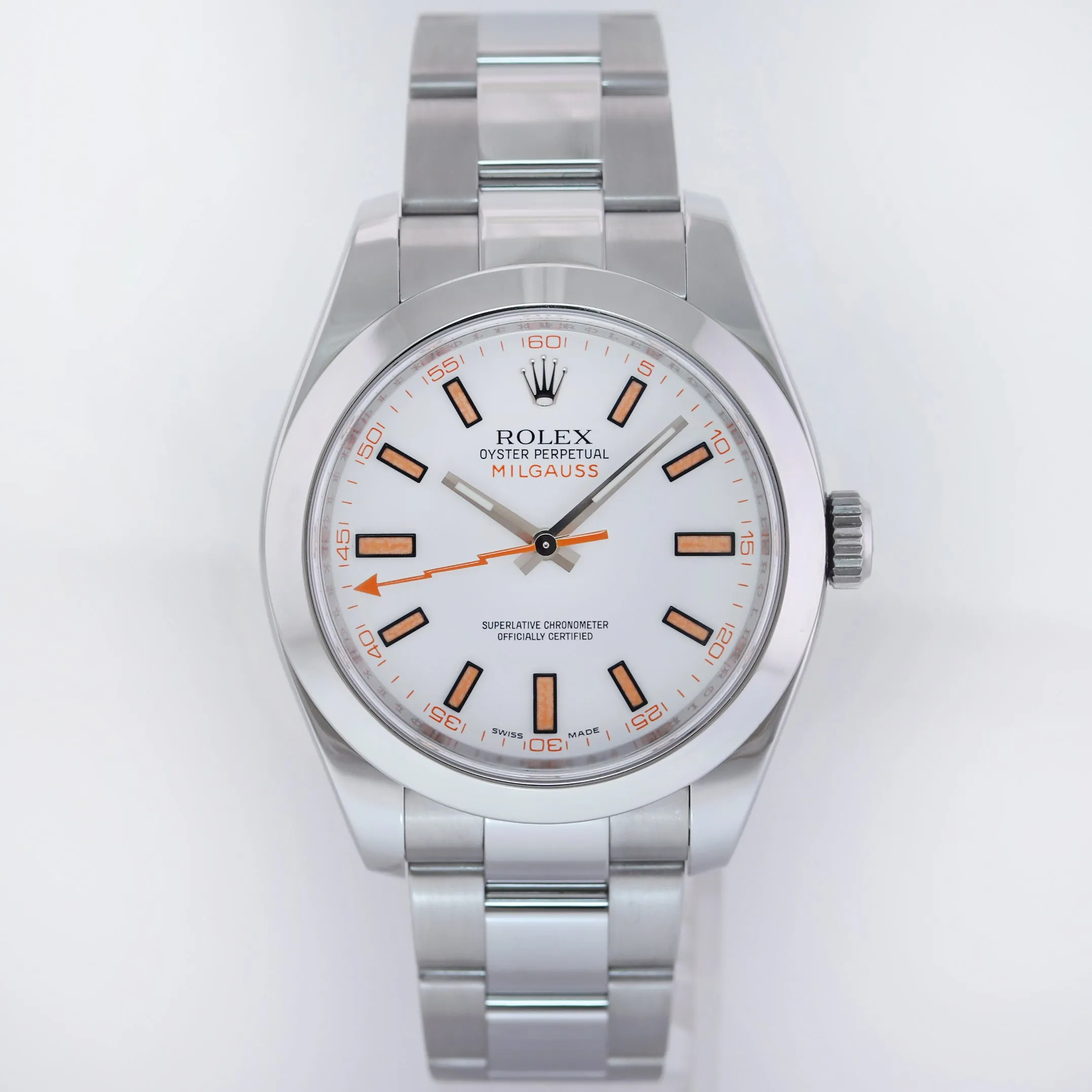 2020 NEW PAPERS Rolex Milgauss 116400 Orange White Steel Anti-Magnetic Watch Box
