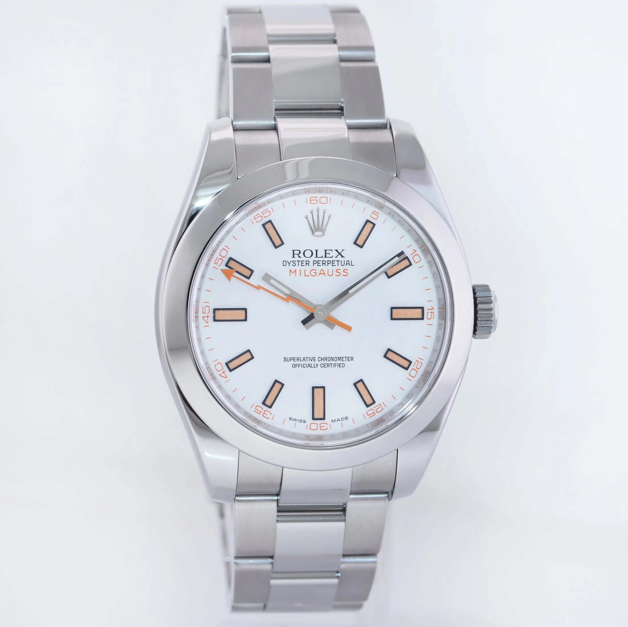 2020 NEW PAPERS Rolex Milgauss 116400 Orange White Steel Anti-Magnetic Watch Box