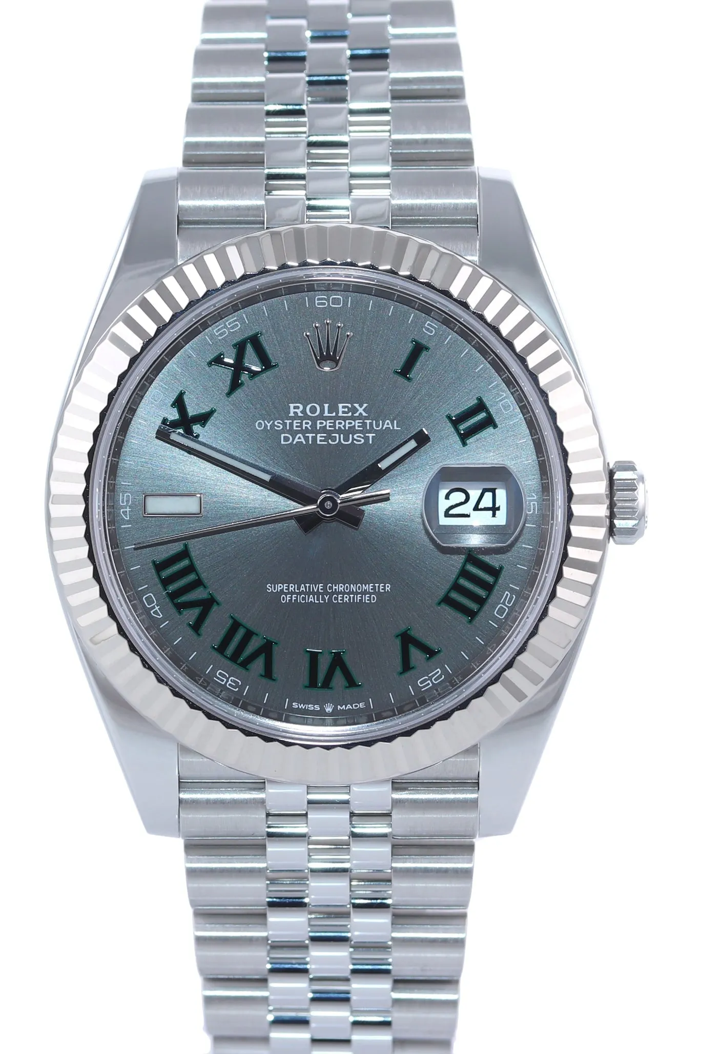 2020 PAPERS Rolex DateJust 41 Wimbledon 126334 Steel White Gold Jubilee Watch