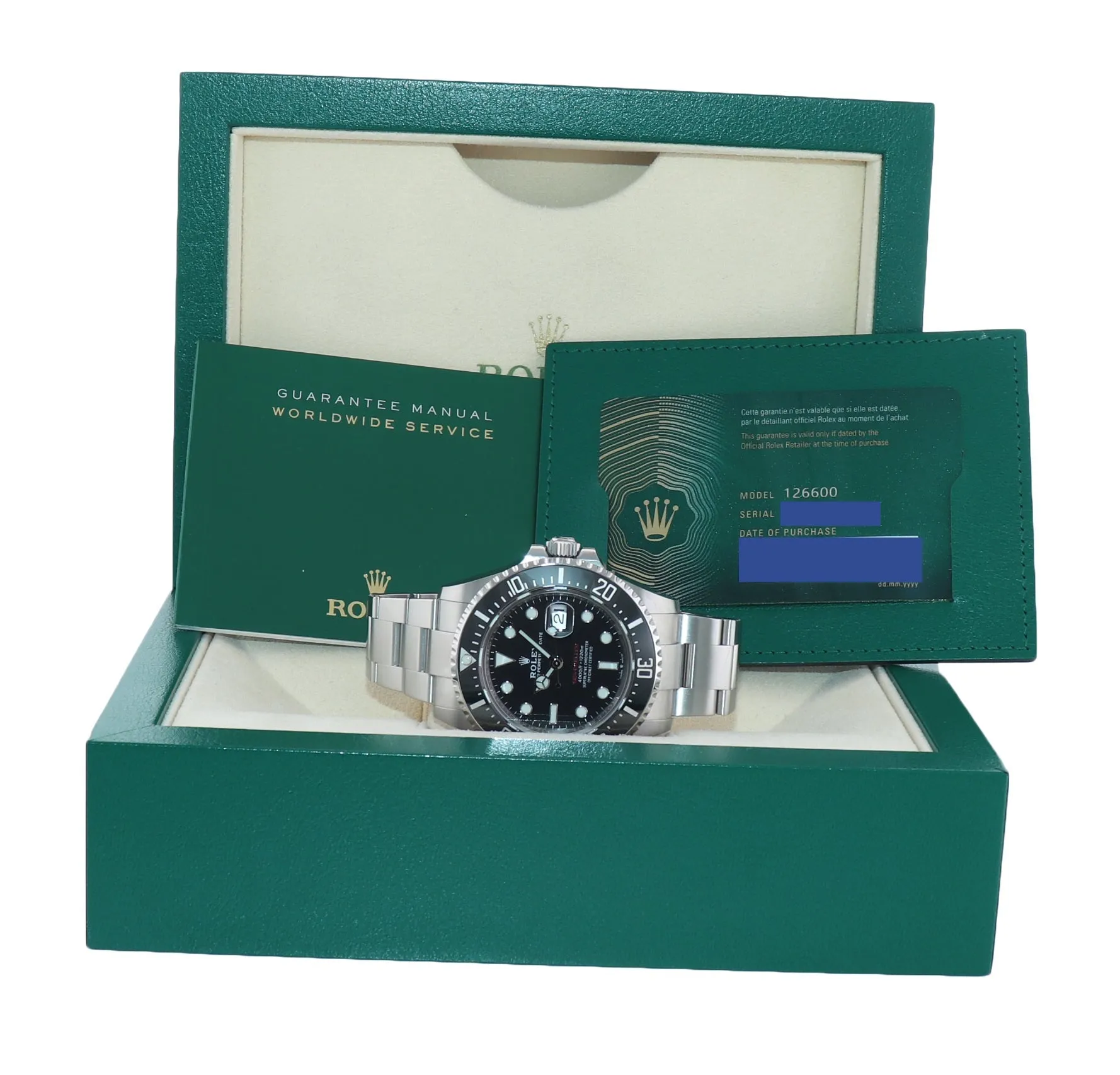 2021 PAPERS Mark II Rolex Red Sea-Dweller 43mm 126600 Steel Watch Box