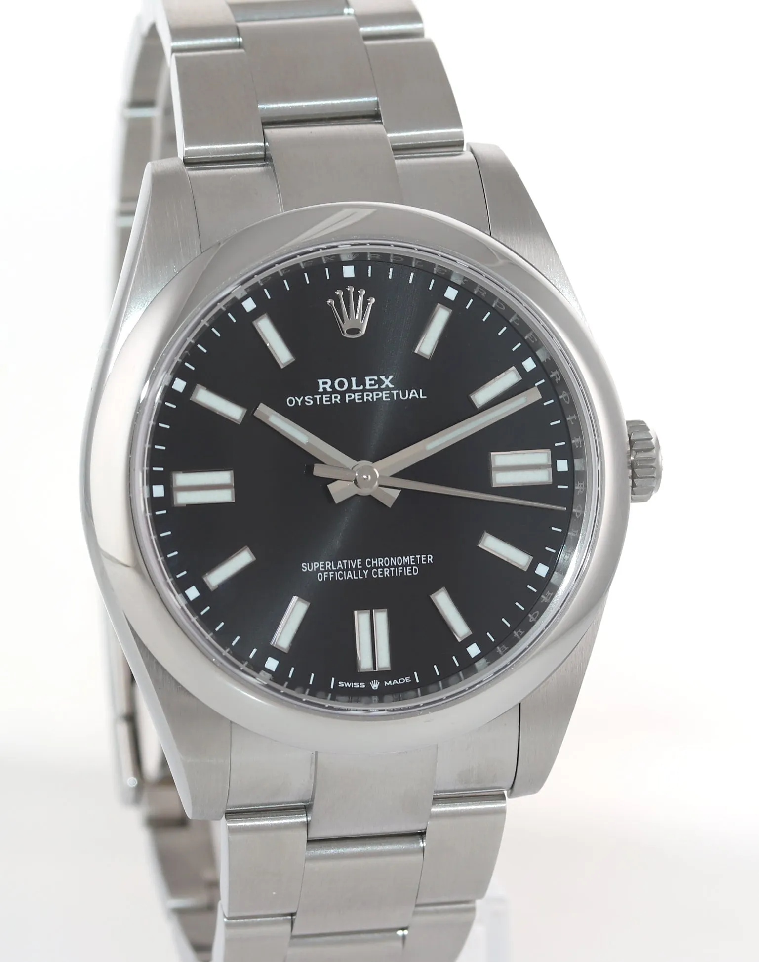 2021 PAPERS New CARD Rolex Oyster Perpetual 41mm Black Oyster Watch 124300 Box
