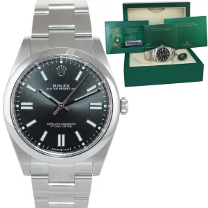 2021 PAPERS New CARD Rolex Oyster Perpetual 41mm Black Oyster Watch 124300 Box
