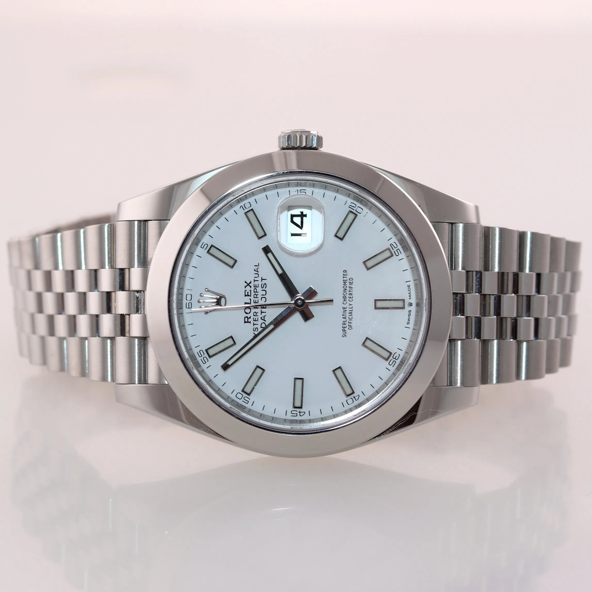 2021 PAPERS Rolex DateJust 41 Steel 126300 White Dial Jubilee 41mm Watch Box