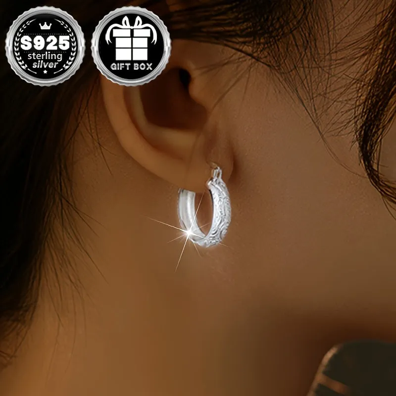 2pc925 Silvery Tang Grass Pattern Earrings Retro Sexy 6 2g