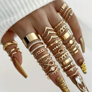 30-Piece Rhinestone Stackable Ring Set