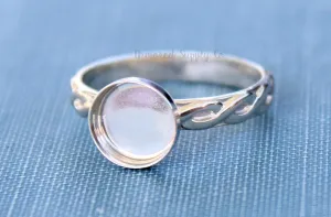 4mm Round Silver Celtic Infinity Bezel Cup Ring blank