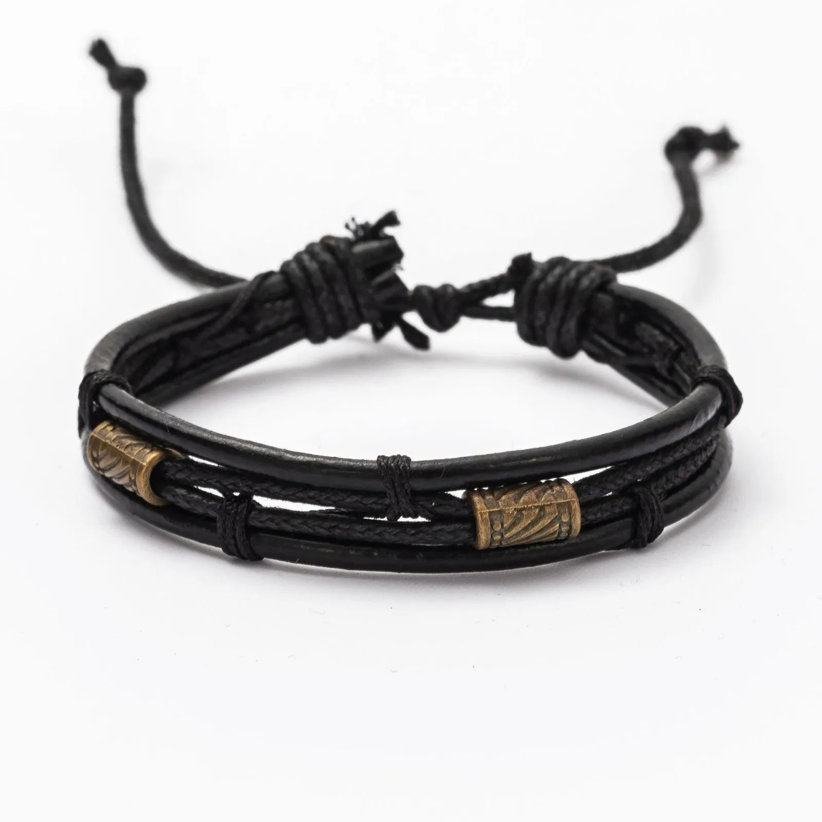 4PC Men's Leather Bracelet Set