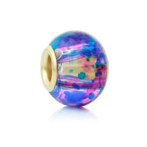 5 Glass European Charm Beads Round Multi