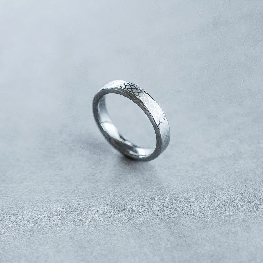 6mm Tungsten Carbide Band Laser Engraved with an Infinity Design