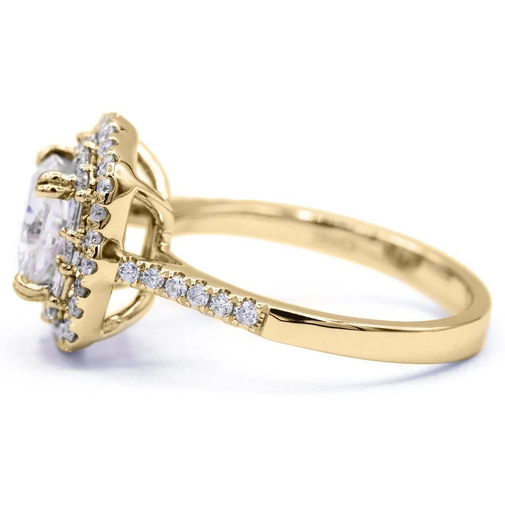 *7.5mm Cushion Center 14k Gold Antique Halo Basket Ring