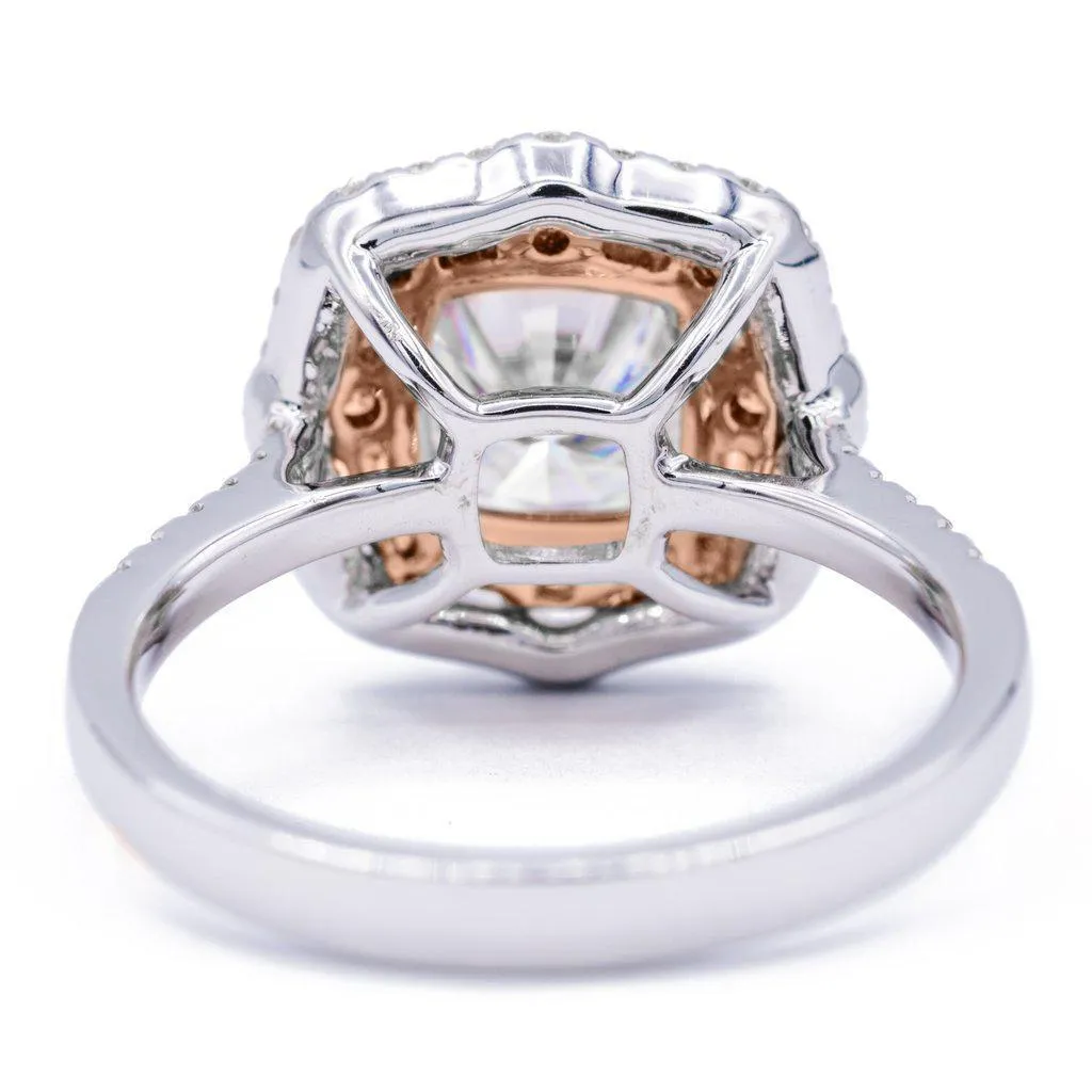 *7.5mm Cushion Center 14k Gold Antique Halo Basket Ring