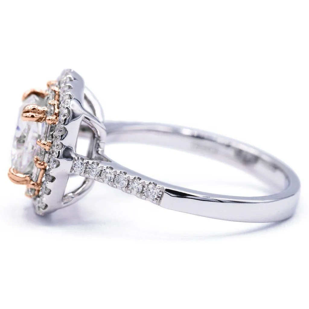 *7.5mm Cushion Center 14k Gold Antique Halo Basket Ring