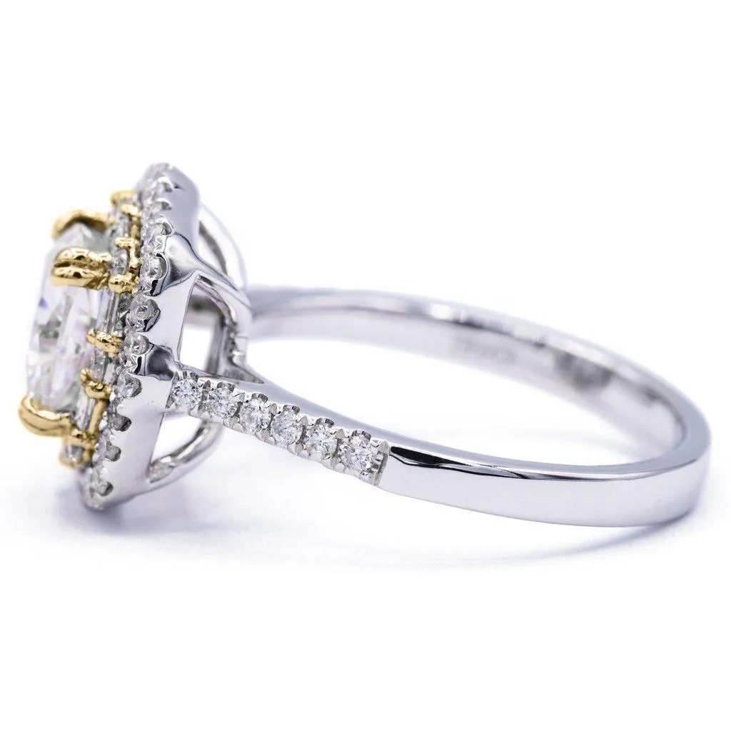 *7.5mm Cushion Center 14k Gold Antique Halo Basket Ring