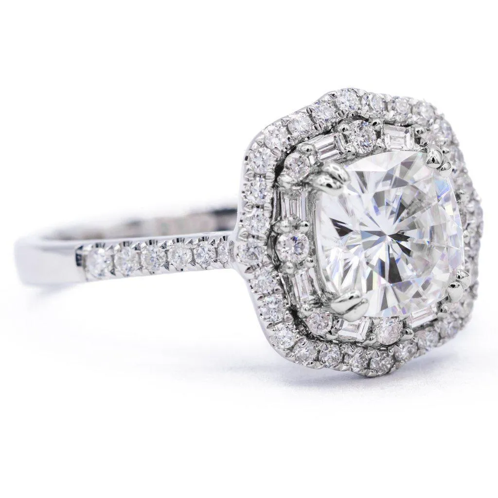 *7.5mm Cushion Center 14k Gold Antique Halo Basket Ring
