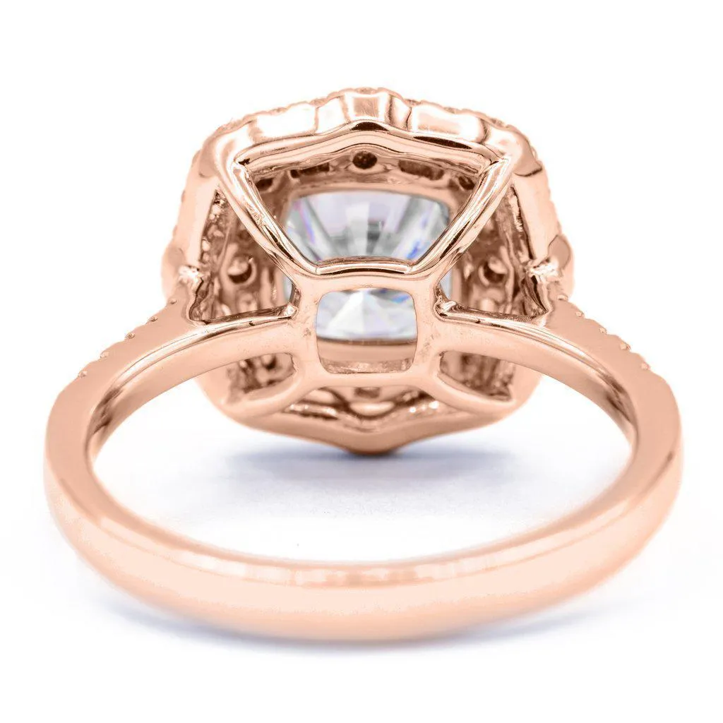*7.5mm Cushion Center 14k Gold Antique Halo Basket Ring