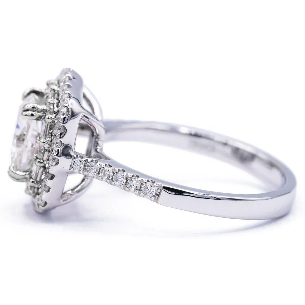*7.5mm Cushion Center 14k Gold Antique Halo Basket Ring