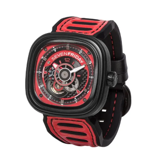 7Friday Red Silicone Strap Red Dial Automatic Watch for Gents - P3B/06-X136