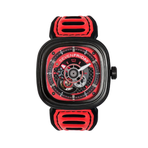 7Friday Red Silicone Strap Red Dial Automatic Watch for Gents - P3B/06-X136