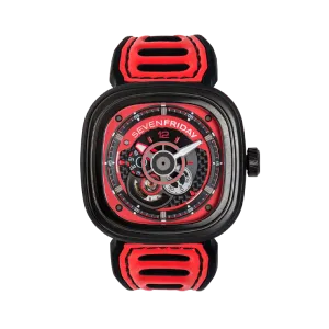 7Friday Red Silicone Strap Red Dial Automatic Watch for Gents - P3B/06-X136
