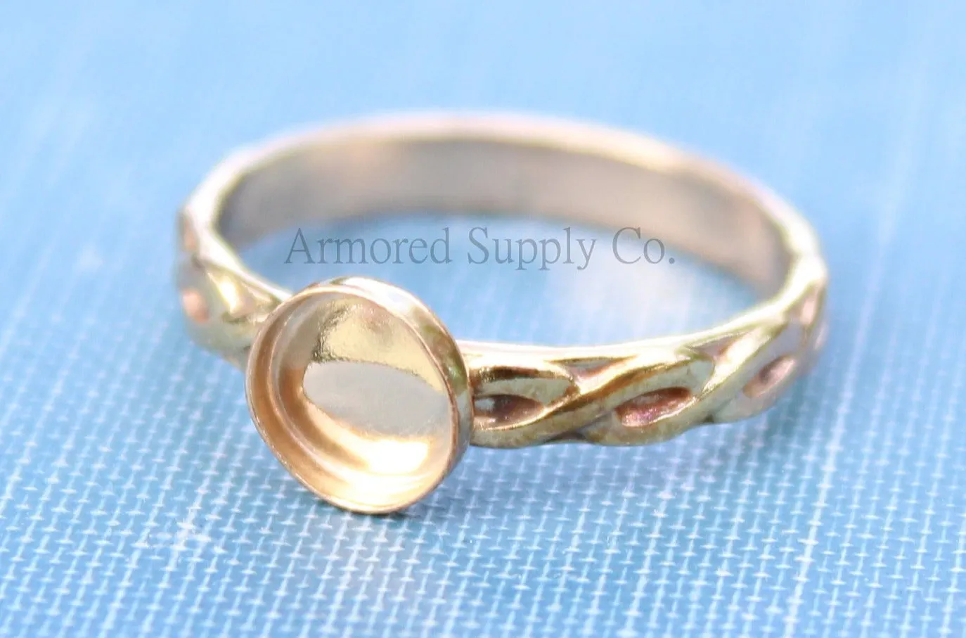 7x5mm Oval Bezel Celtic Infinity Ring blank Yellow Gold Filled
