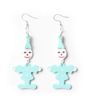 80's Retro Clown Earrings - Mint