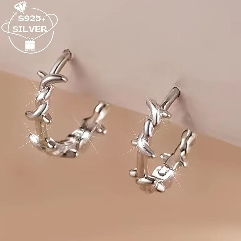 925 Silver Retro Women's Thorny Earrings Daily & Party Wear Birthday Anniversary