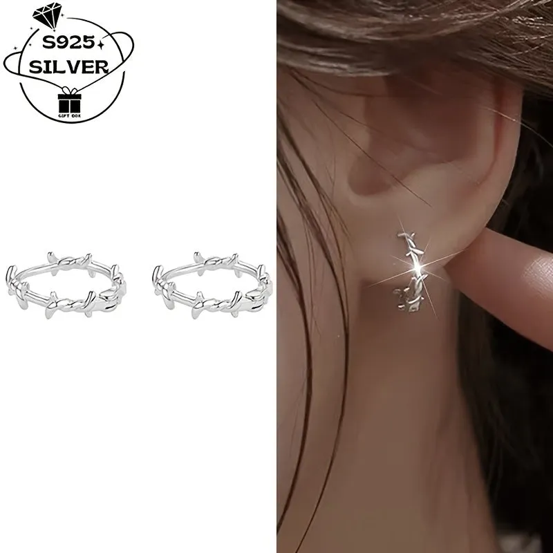 925 Silver Retro Women's Thorny Earrings Daily & Party Wear Birthday Anniversary