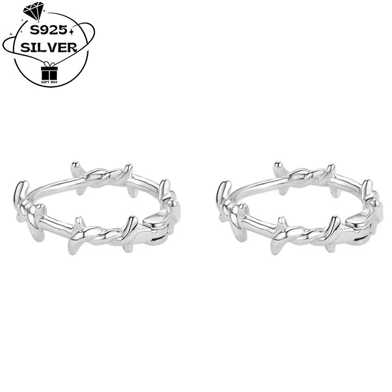 925 Silver Retro Women's Thorny Earrings Daily & Party Wear Birthday Anniversary
