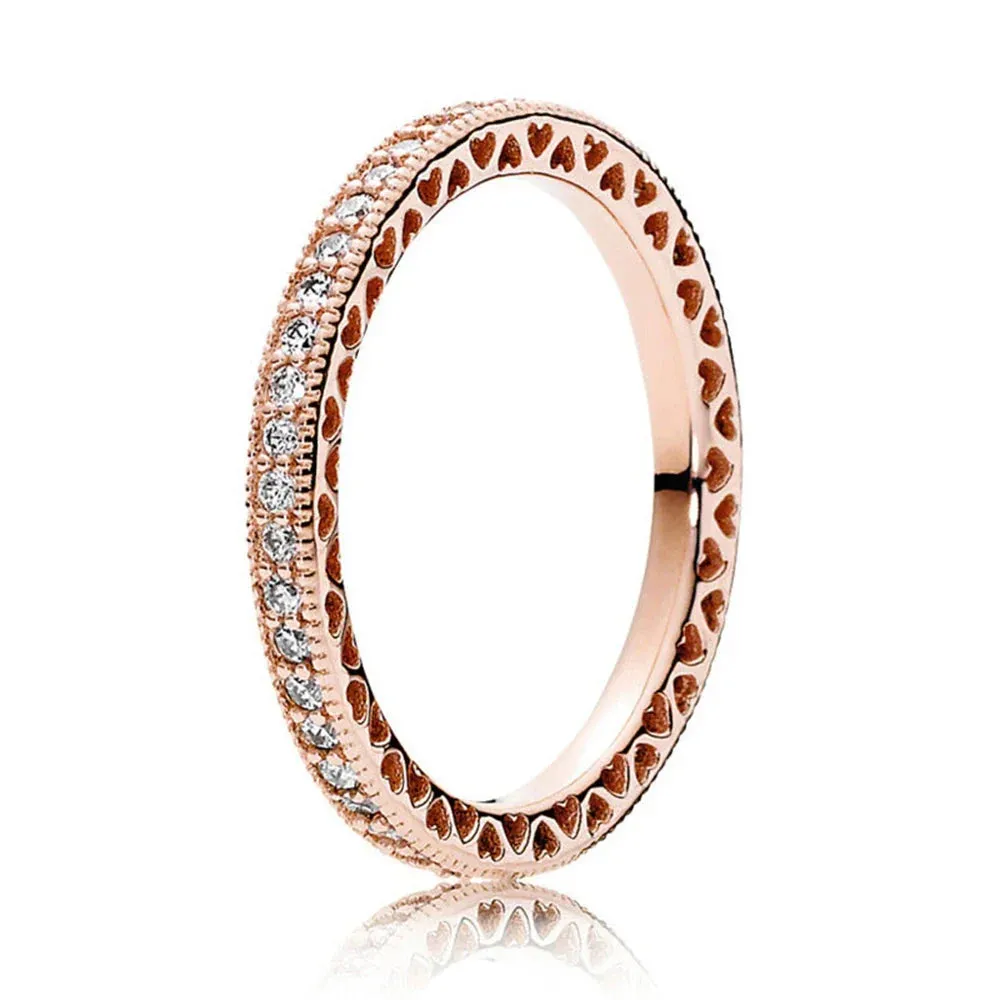 925 Sterling Silver Rings For Women Original Infinity Love Heart Crown Engagement Wedding Ring Rose Gold Crystals Luxury Jewelry