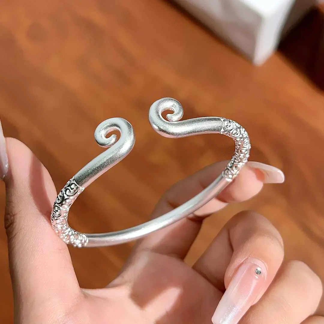 999 Sterling Silver Black Myth Wukong Matching Couple Bracelets, Wukong Crown & Monkey King Bar Bracelets, Eternal Love Bracelet