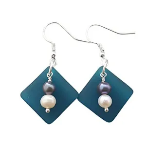 A "Balance of Life" Sea Glass Earrings - Hawaiian Island Lifestyle Mentality, 2 Color Freshwater Pearl Earrings, Sea Glass Jewelry For Women
