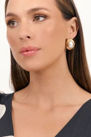 Adorne Retro Dome Oval Earrings